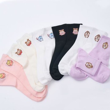 【ONEDER】正版迪士尼 ufufy中筒襪 女長襪 奇奇蒂蒂 史迪奇 棉襪 台灣製長襪 22~26cm-1雙組