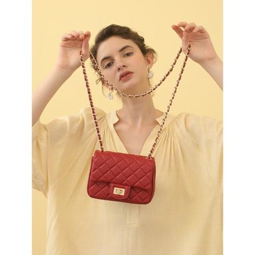 OLNFXD520情人節禮物大牌菱格鏈條小方包女斜挎小包女百搭單肩包