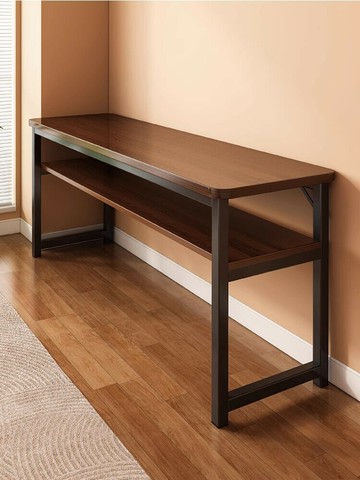 簡約風雙人長條桌子長方形工作臺臥室墻邊窄條書桌成人家用學習桌