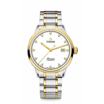 TITONI瑞士梅花錶空中霸王系列83733SY-556單鑽機械腕錶/金銀40mm｜樂天全館特惠中★指定刷卡回饋10%