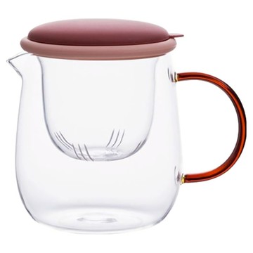 iSFun 可過濾耐高溫玻璃泡茶壺  1個  紅色  800ml