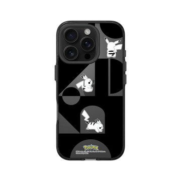 iPhone 16 Pro Clear 酷墨灰 - 寶可夢 Pokemon - 皮卡丘與積木-黑白版