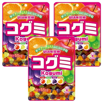UHA 味覺糖 Kogumi 酷Q彌軟糖 100%果汁製作 小巧有嚼勁  55g  3包