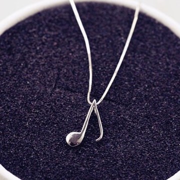 925純銀項鍊 吊墜-韓版時尚優雅音符母親節情人節生日禮物女飾品73gj26【獨家進口】【米蘭精品】
