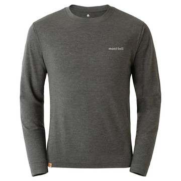 ├登山樂┤日本 mont-bell MW PLUS LIGHT L/S T 男款美麗諾羊毛長T 深灰 # 1114606DGY