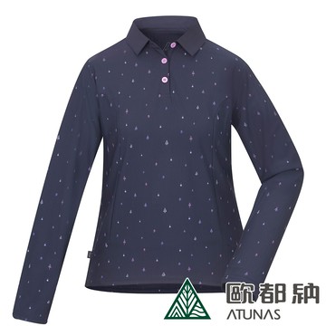 【ATUNAS 歐都納】女款ALL LOVE再生長袖POLO衫A1PS2520WR暗藍
