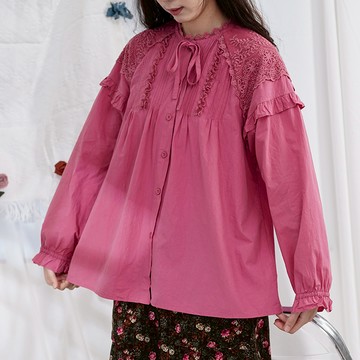 重工蕾絲刺繡襯衫386253