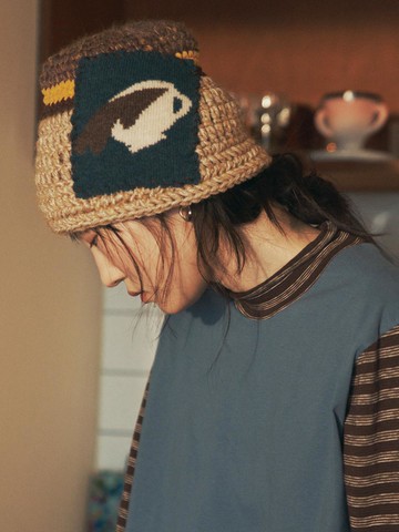 Handmade Wool-Acrylic Bucket Hat [Brown]