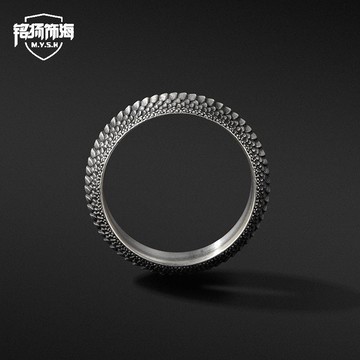 龍鱗戒指男士純銀單身戒復古圓指環食指潮牌流行嘻哈個性簡約百搭