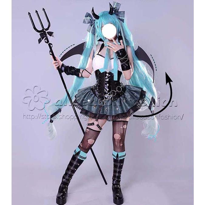 初音 ミク はつね Miku 小悪魔 コスプレ衣装 ウィッグ 靴 道具 