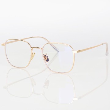 RIGHT NOW 超薄方圓形抗藍光眼鏡 金色  金子  鏡框總寬137mm