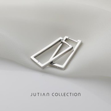 JUTIAN 簡約純銀耳扣個性INS新潮百搭冷淡風方形耳環女銀耳環耳飾