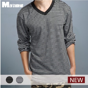 【non-no儂儂褲襪】V領男仕條紋休閒服