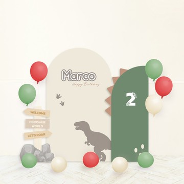 【客製】 恐龍冒險之旅迷你背板 | 派對 | 生日 | 紀念日 | 佈置