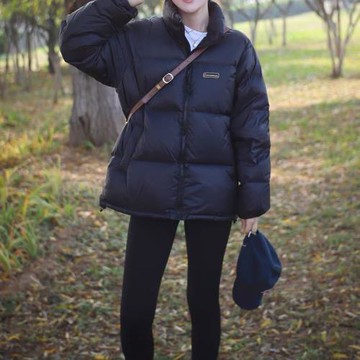 黑色短款羽絨服女2025年冬新款韓版小個子加厚白鴨絨面包服外套爆