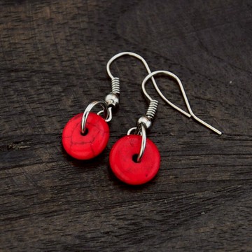 復古耳飾紅色精致小平安扣耳環女款古典民族風原創手工開運耳墜