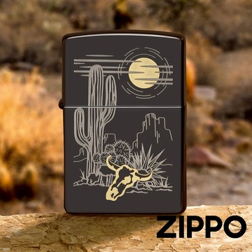 ZIPPO 西部沙漠防風打火機 48968 高拋光黑色打火機 沙漠貧瘠 自然的遼闊與沉默 雄偉的沙丘 終身保固