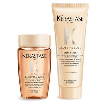 KERASTASE 卡詩 釉光香頌髮乳(75ml)+釉光香頌玫瑰髮浴(80ml)-國際航空版