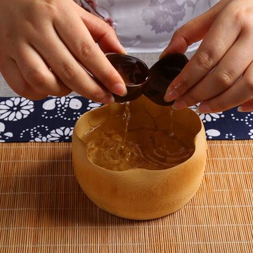竹制茶洗 茶具筆洗竹節茶杯洗茶道六君子零配洗杯碗日式水洗 特價