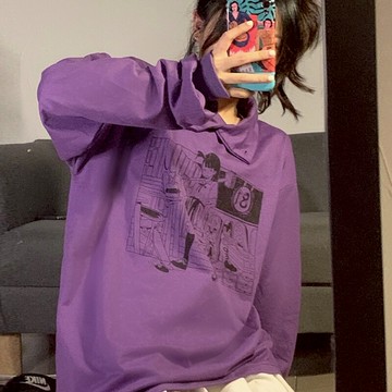 polo領小個子寬松衛衣女早春秋季薄款新款慵懶風上衣服