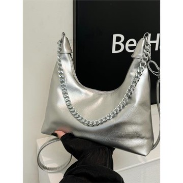 2024夏季新款軟皮大容量包包女夏季百搭鏈條單肩腋下包通勤斜挎托