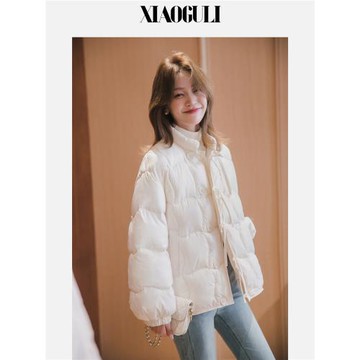 小谷粒新中式羽絨棉服女短款2024冬季新款立領簡約小個子棉衣外套