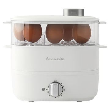 Lacuzin 雙層多功能隨行電蒸鍋 - 珍珠白 30分鐘定時器 360度蒸汽循環  LCZ060WT  1個