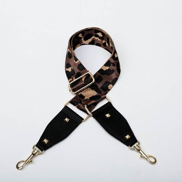 多彩豹紋寬肩帶荔枝紋配皮長背帶可調節加厚包帶單肩斜挎帶子9