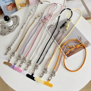 三合一三用手機掛繩 可調節長短皮質防盜繩 斜挎可背掛脖皮繩 閃鑽手腕帶 精緻高端背繩 手機掛件 相機包包掛鏈