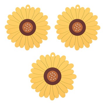 向日葵造型隔熱墊3件組 小(10 x 10cm)  1組  黃色