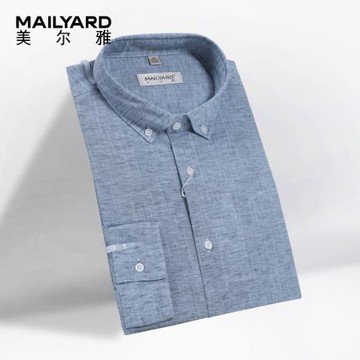 MAILYARD/美爾雅長袖襯衫 時尚亞麻商務休閑男士長袖襯衣夏季 663