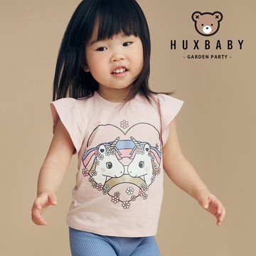 澳洲 Huxbaby 小花獨角獸有機棉荷葉短袖上衣