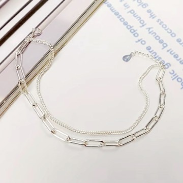 GIUMKA-925純銀手鍊-雙鏈式-素鍊-低敏