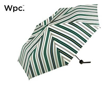 Wpc.三色條紋中性大傘面晴雨兩用手動折傘-綠