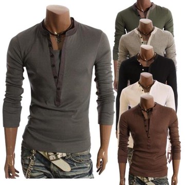 男士長袖T恤 休閑假兩件長袖T恤 Men's Long Sleeve T-Shirt