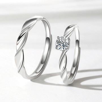 【Sayaka紗彌佳】925純銀環繞愛情簡約鑲鑽造型對戒  開口戒