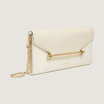 Strathberry - Multrees Chain Wallet - Crossbody Leather Mini Clutch - Cream