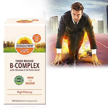 【Sundown日落恩賜】(時時樂)緩釋型超級B群+C錠-B12加強配方(100錠/瓶)