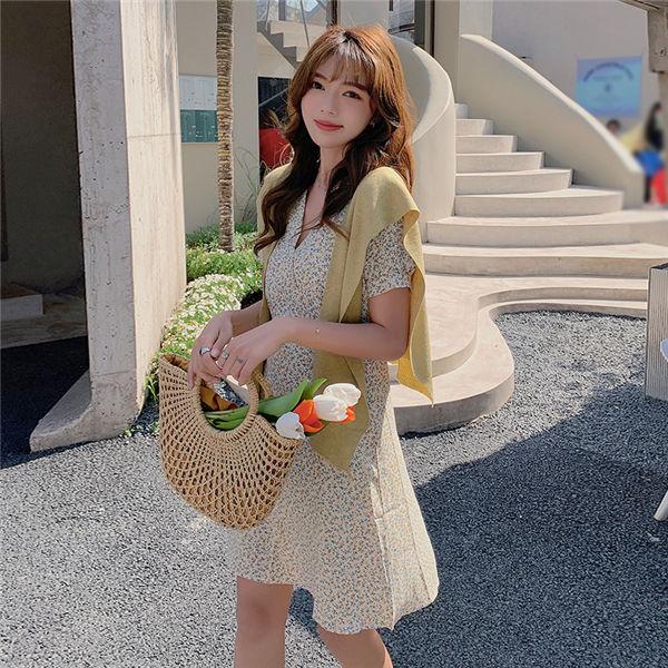 ワンピース レディース 花柄 シフォンワンピース ミニワンピース 半袖 膝下 リゾート 通販 LINEポイント最大GET LINEショッピング