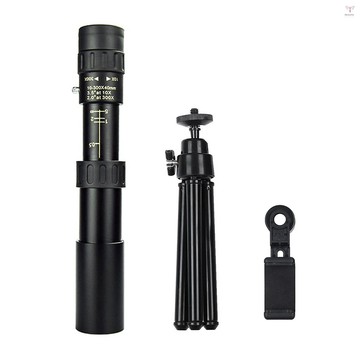 10-300×40變焦單目高清BAK4棱鏡單目伸縮望遠鏡，帶三腳架電話掛繩手提箱，適用於旅行觀鳥音樂會