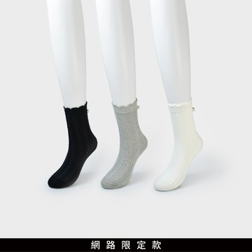 SO NICE 日系花邊珍珠中筒襪
