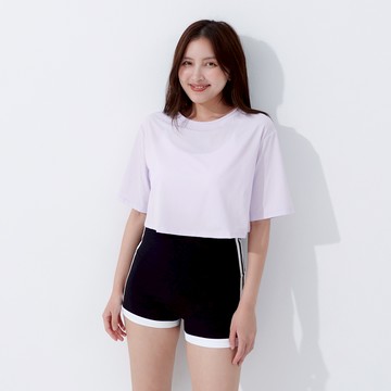 Mori girl 寬鬆短版排汗運動上衣 紫