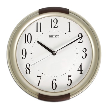 SEIKO 精工 / 31cm 雙色風格 數字刻度 滑動式秒針 靜音掛鐘 - 金x棕色 ＃QXA858A/SK048