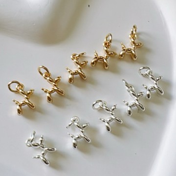 拾悦手作材料/9.5x13.3mm左右/銅鍍金銀立體氣球狗造型吊墜/吊飾/滴流/配件/配飾/DIY半成品/台灣限量出貨