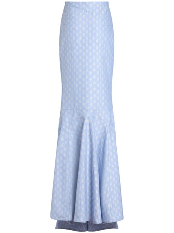 ETRO - patterned-jacquard mermaid skirt - women - Cotton - 44 - Blue