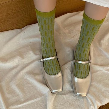 ins春季新款立體浮雕感撞色孔雀紋圖案中筒棉襪日系學院風女襪子