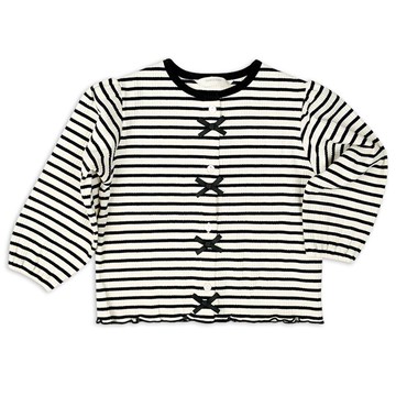 akachan honpo - 開襟外套-羅紋抽針針織布-白色