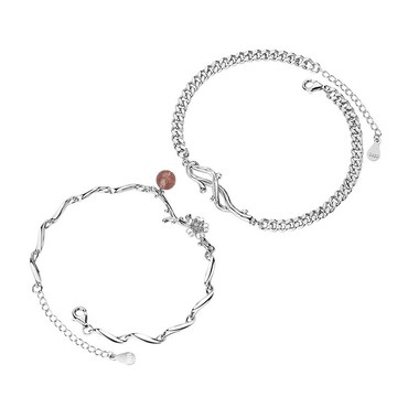 【巴黎精品】現貨+預購 925純銀手鍊情侶對鍊-荊棘玫瑰草莓晶生日情人節禮物男女飾品2款v1ar95