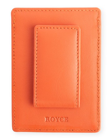 Monogrammed Leather Magnetic Money Clip Wallet