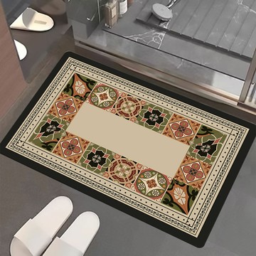 [喵到寶] 奈米絨面軟式硅藻土吸水止滑地墊-拉美德風花磚2